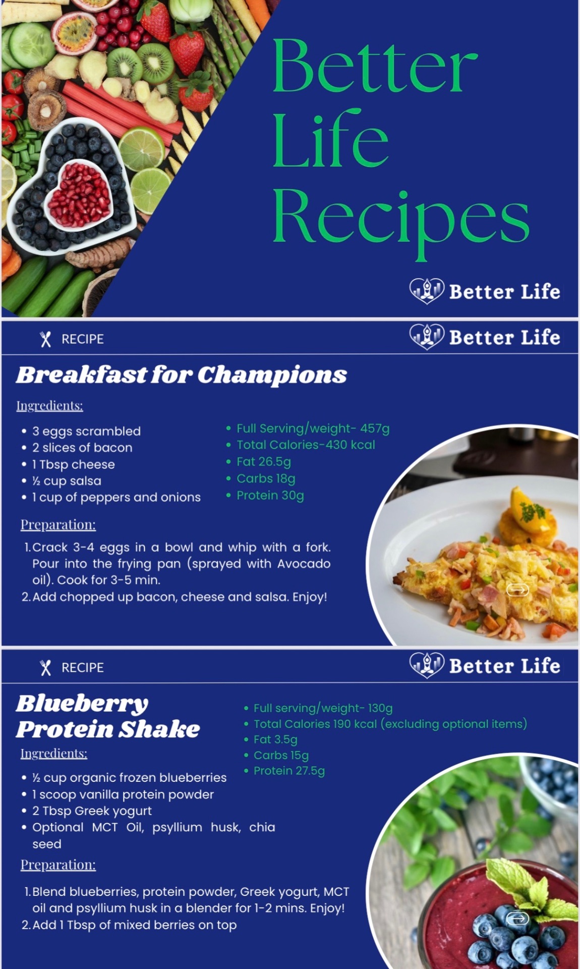 Better Life recipes screen