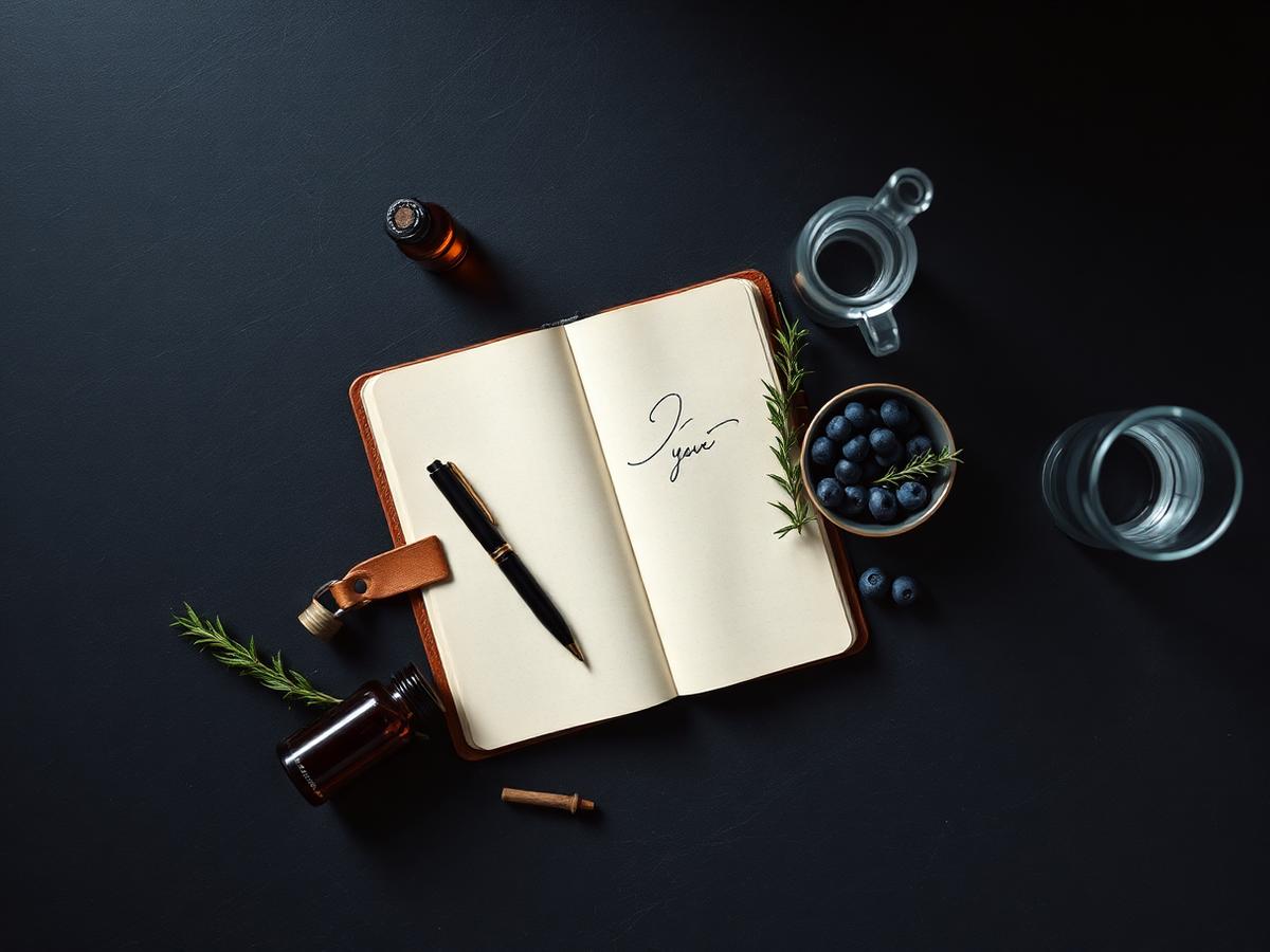 Personalized protocol notebook flat-lay